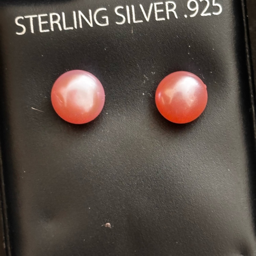 Sterling Silver Pink Fresh water Pearl Earrings